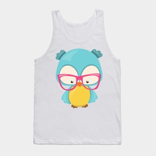 Hipster Owl, Owl With Glasses, Cute Owl Tank Top